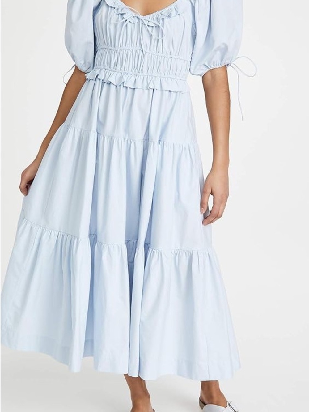 En Saison Light Blue Puff Sleeve Worth Collective Dress M L